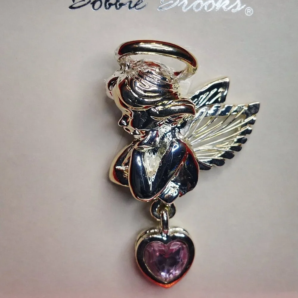 Bobbi Brooks Angel Brooch with Heart Dangle – New‎ in Box